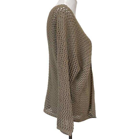 Don’t Ask Why Women’s Cardigan Sweater Tan Open Knit Open Front Made kItaly O/S - Picture 5 of 7